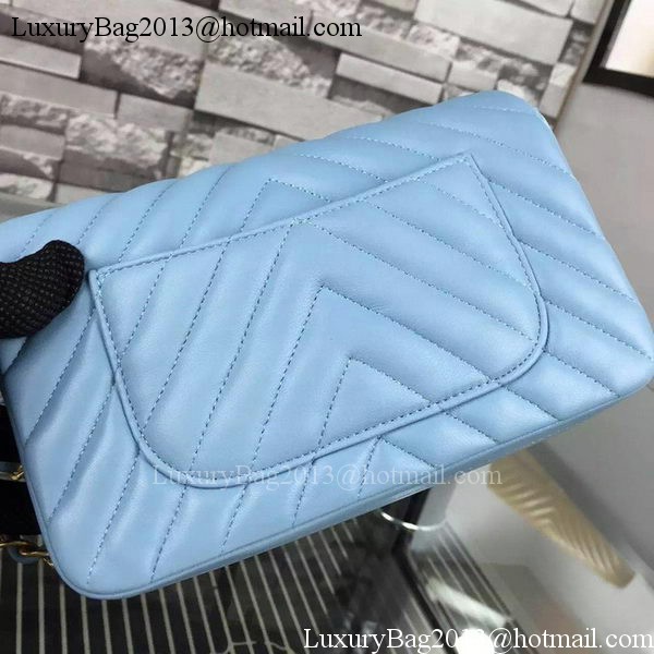Chanel mini Classic Flap Bag SkyBlue Original Sheepskin Chevron Leather CHA5500 Gold Chanel mini Classic Flap Bag SkyBlue Original Sheepskin Chevron Leather CHA5500 Gold