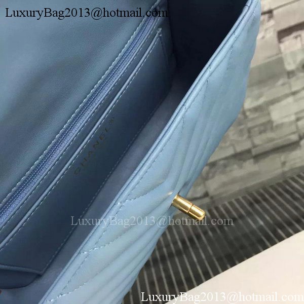 Chanel mini Classic Flap Bag SkyBlue Original Sheepskin Chevron Leather CHA5500 Gold Chanel mini Classic Flap Bag SkyBlue Original Sheepskin Chevron Leather CHA5500 Gold