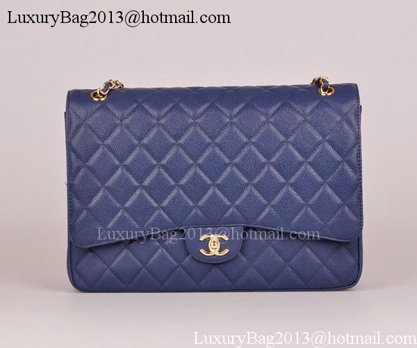 Chanel Maxi Quilted Classic Flap Bag Blue Cannage Pattern A58601 Gold Chanel Maxi Quilted Classic Flap Bag Blue Cannage Pattern A58601 Gold
