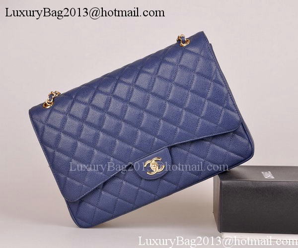 Chanel Maxi Quilted Classic Flap Bag Blue Cannage Pattern A58601 Gold Chanel Maxi Quilted Classic Flap Bag Blue Cannage Pattern A58601 Gold