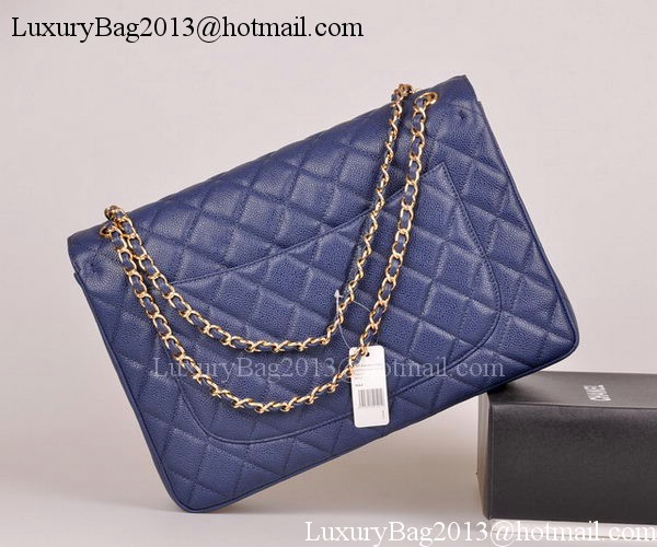 Chanel Maxi Quilted Classic Flap Bag Blue Cannage Pattern A58601 Gold Chanel Maxi Quilted Classic Flap Bag Blue Cannage Pattern A58601 Gold