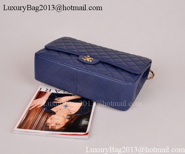 Chanel Maxi Quilted Classic Flap Bag Blue Cannage Pattern A58601 Gold Chanel Maxi Quilted Classic Flap Bag Blue Cannage Pattern A58601 Gold