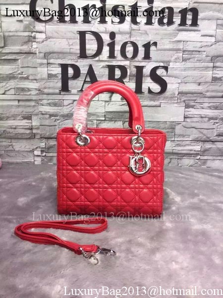 Dior Small Lady Dior Bag Sheepskin Leather CD6322 Red Dior Small Lady Dior Bag Sheepskin Leather CD6322 Red