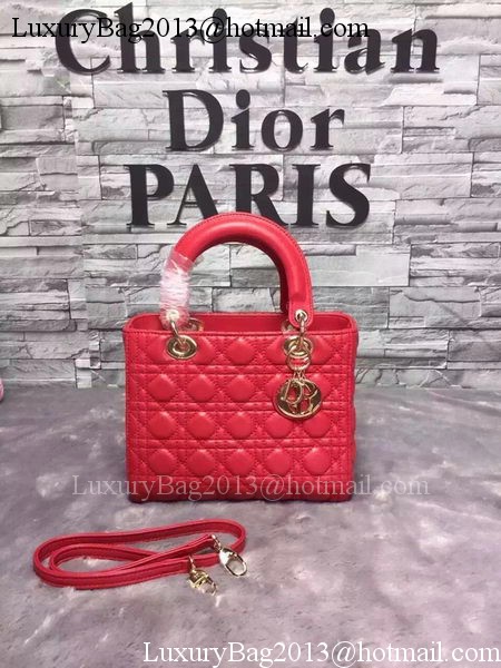Dior Small Lady Dior Bag Sheepskin Leather CD6322 Red Dior Small Lady Dior Bag Sheepskin Leather CD6322 Red