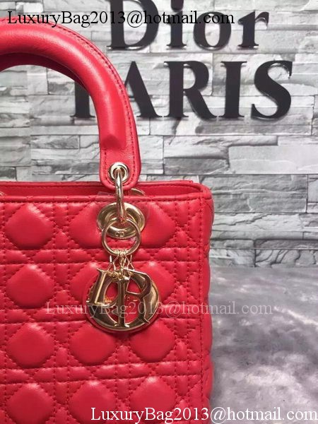 Dior Small Lady Dior Bag Sheepskin Leather CD6322 Red Dior Small Lady Dior Bag Sheepskin Leather CD6322 Red