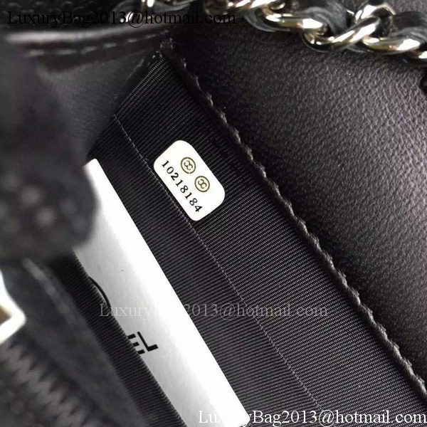 Chanel WOC Flap Bag Original Black Camellia Leather A5373 Silver Chanel WOC Flap Bag Original Black Camellia Leather A5373 Silver