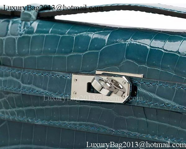 Hermes MINI Kelly 22cm Clutch Croco Leather KL22 Green
