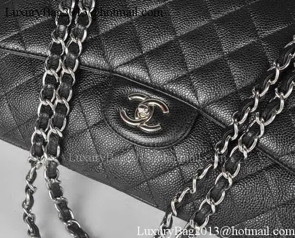 Chanel Jumbo Double Flaps Bag Black Cannage Pattern A36097 Silver Chanel Jumbo Double Flaps Bag Black Cannage Pattern A36097 Silver