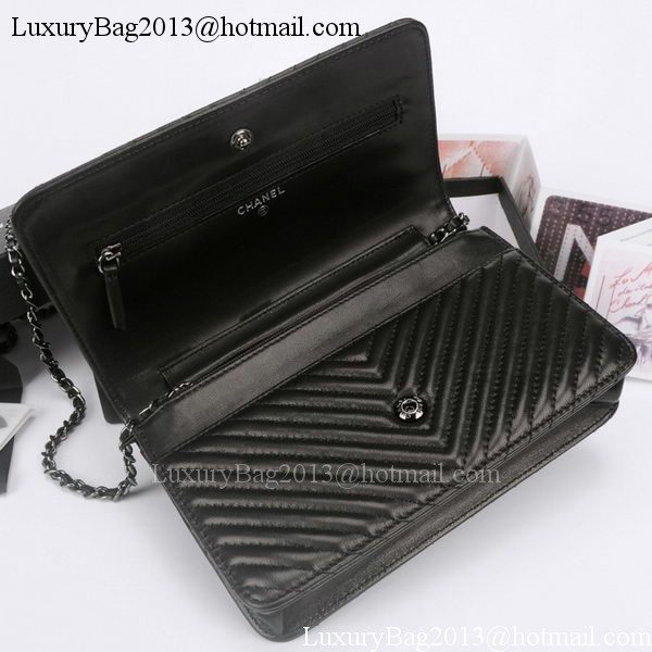 Chanel V mini Flap Bag Chevron Leather A33814V Black Chanel V mini Flap Bag Chevron Leather A33814V Black