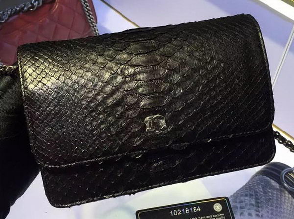 Chanel WOC Flap Bag Original Snake Leather A33814 Black