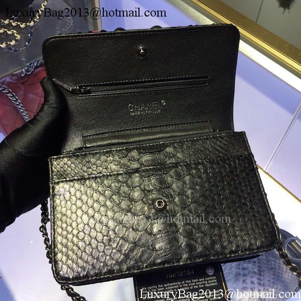 Chanel WOC Flap Bag Original Snake Leather A33814 Black Chanel WOC Flap Bag Original Snake Leather A33814 Black