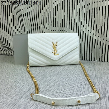 YSL Classic Monogramme Flap Bag Cannage Pattern Y377828L White