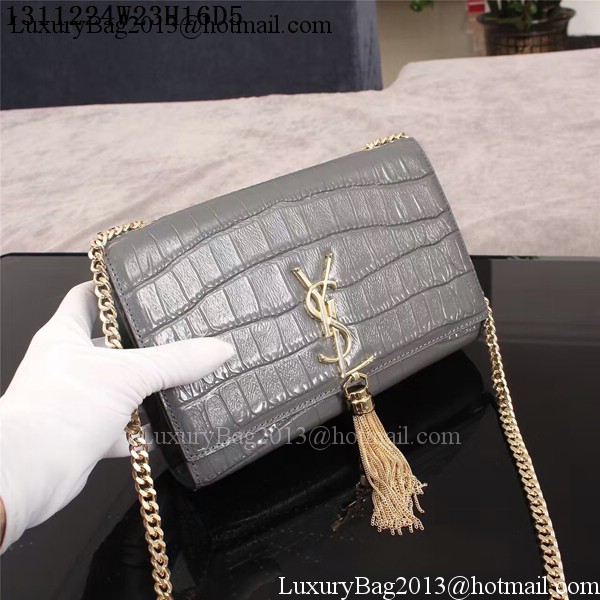 Yves Saint Laurent Croco Leather Cross-body Shoulder Bag 1311224 Grey Yves Saint Laurent Croco Leather Cross-body Shoulder Bag 1311224 Grey
