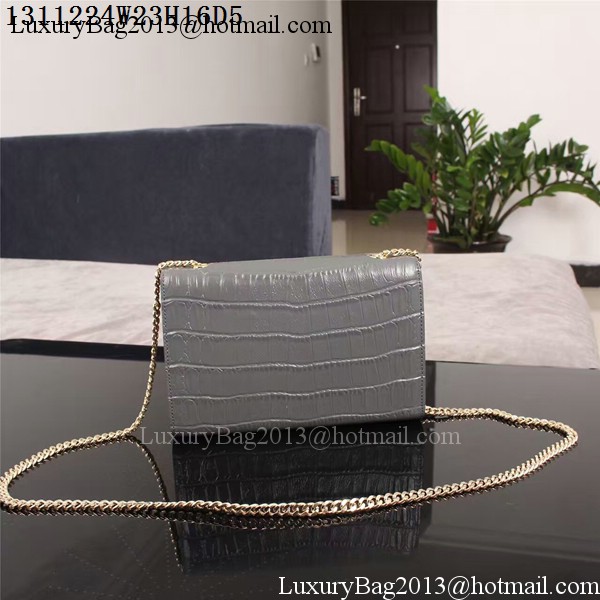 Yves Saint Laurent Croco Leather Cross-body Shoulder Bag 1311224 Grey Yves Saint Laurent Croco Leather Cross-body Shoulder Bag 1311224 Grey