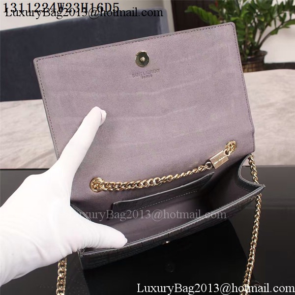 Yves Saint Laurent Croco Leather Cross-body Shoulder Bag 1311224 Grey Yves Saint Laurent Croco Leather Cross-body Shoulder Bag 1311224 Grey