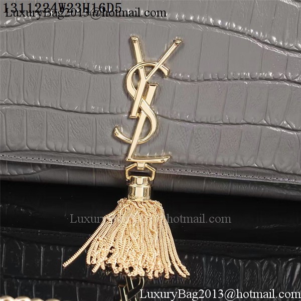 Yves Saint Laurent Croco Leather Cross-body Shoulder Bag 1311224 Grey Yves Saint Laurent Croco Leather Cross-body Shoulder Bag 1311224 Grey