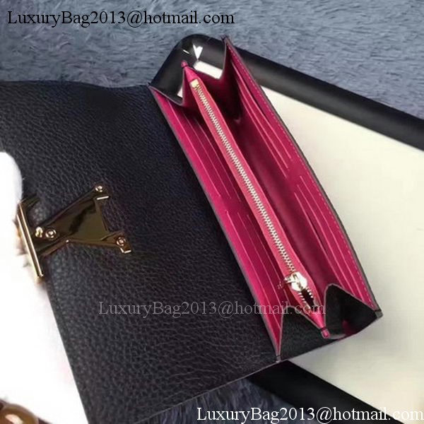 Louis Vuitton Calfskin Leather CAPUCINES WALLET M61249 Black Louis Vuitton Calfskin Leather CAPUCINES WALLET M61249 Black