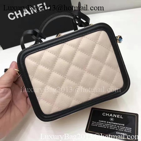 Chanel Cosmetic Bag Original Cannage Pattern A93341 Apricot&Black Chanel Cosmetic Bag Original Cannage Pattern A93341 Apricot&Black