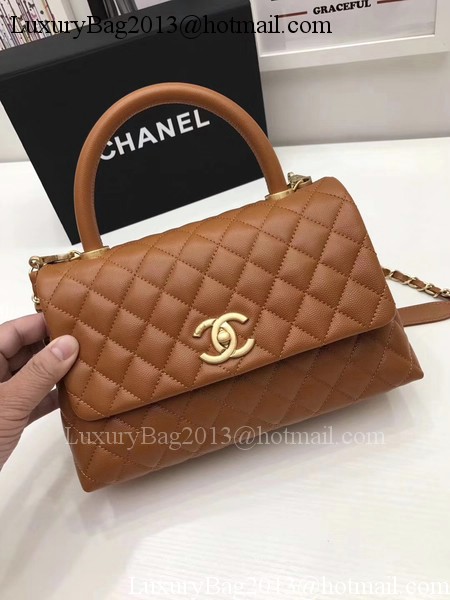 Chanel Classic Top Handle Bag Brown Original Leather A92991 Gold Chanel Classic Top Handle Bag Brown Original Leather A92991 Gold