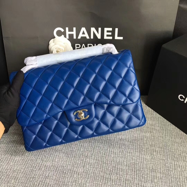 Chanel Flap Shoulder Bags Blue Original Lambskin Leather CF1113 Silver Chanel Flap Shoulder Bags Blue Original Lambskin Leather CF1113 Silver