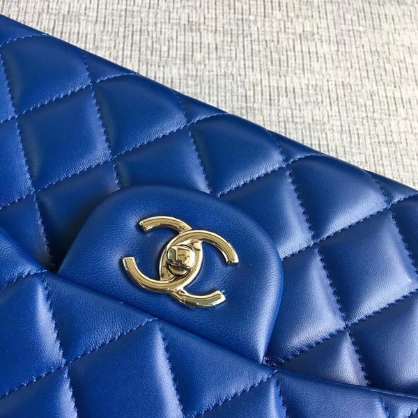Chanel Flap Shoulder Bags Blue Original Lambskin Leather CF1113 Silver Chanel Flap Shoulder Bags Blue Original Lambskin Leather CF1113 Silver