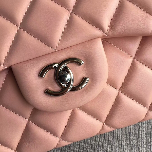 Chanel Flap Shoulder Bags Light Pink Original Lambskin Leather CF1113 Silver Chanel Flap Shoulder Bags Light Pink Original Lambskin Leather CF1113 Silver