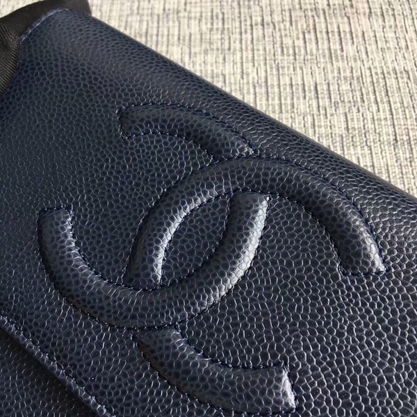 Chanel WOC Original Calfskin Leather Dark Blue Shoulder Bag 33814 Glod Chanel WOC Original Calfskin Leather Dark Blue Shoulder Bag 33814 Glod