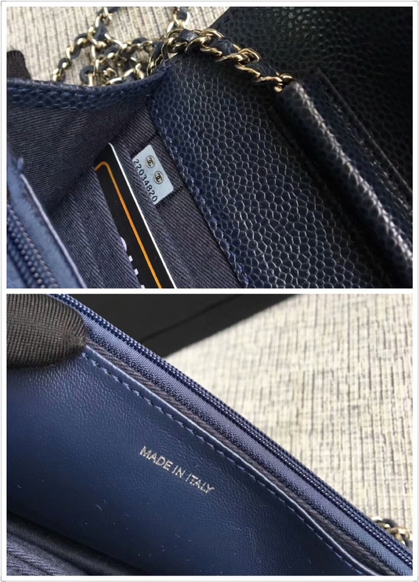 Chanel WOC Original Calfskin Leather Dark Blue Shoulder Bag 33814 Silver Chanel WOC Original Calfskin Leather Dark Blue Shoulder Bag 33814 Silver