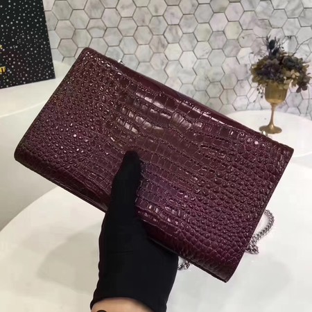 Saint Laurent mini Croco Leather Cross-body Shoulder Bag Y2811 Wine Saint Laurent mini Croco Leather Cross-body Shoulder Bag Y2811 Wine