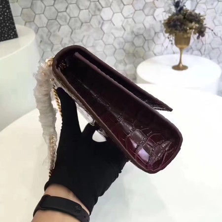 Saint Laurent mini Croco Leather Cross-body Shoulder Bag Y2811 Wine Saint Laurent mini Croco Leather Cross-body Shoulder Bag Y2811 Wine