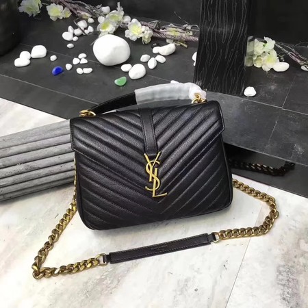 YSL Classic Monogramme Black Leather Flap Bag Y392737 Gold YSL Classic Monogramme Black Leather Flap Bag Y392737 Gold