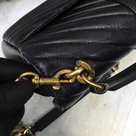 YSL Classic Monogramme Black Leather Flap Bag Y392737 Gold YSL Classic Monogramme Black Leather Flap Bag Y392737 Gold