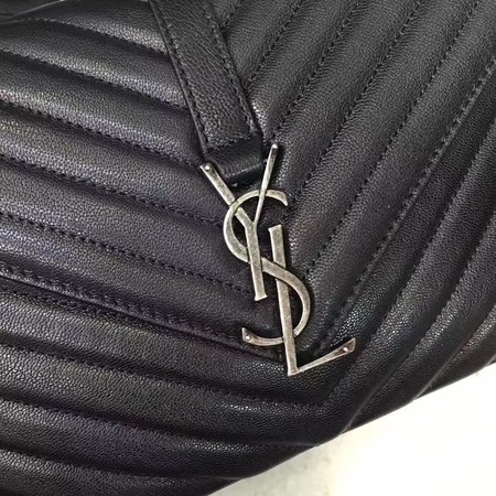 YSL Classic Monogramme Black Leather Flap Bag Y392737 Silver YSL Classic Monogramme Black Leather Flap Bag Y392737 Silver