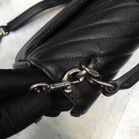 YSL Classic Monogramme Black Leather Flap Bag Y392737 Silver YSL Classic Monogramme Black Leather Flap Bag Y392737 Silver