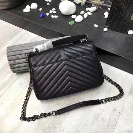 YSL Classic Monogramme Black Leather Flap Bag Y392737 Silver YSL Classic Monogramme Black Leather Flap Bag Y392737 Silver