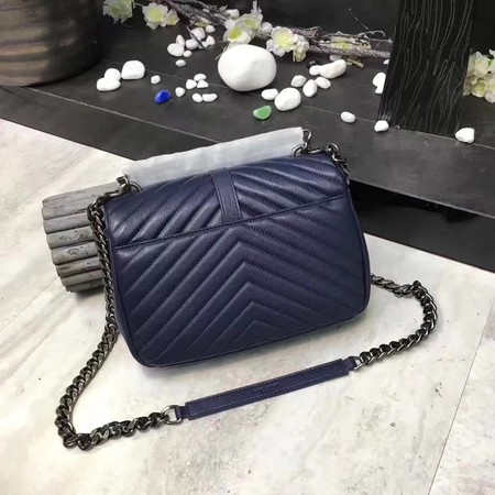 YSL Classic Monogramme Blue Leather Flap Bag Y392737 Silver YSL Classic Monogramme Blue Leather Flap Bag Y392737 Silver