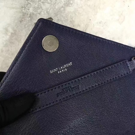 YSL Classic Monogramme Blue Leather Flap Bag Y392737 Silver YSL Classic Monogramme Blue Leather Flap Bag Y392737 Silver