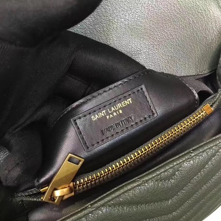 YSL Classic Monogramme Green Leather Flap Bag Y392737 Gold YSL Classic Monogramme Green Leather Flap Bag Y392737 Gold