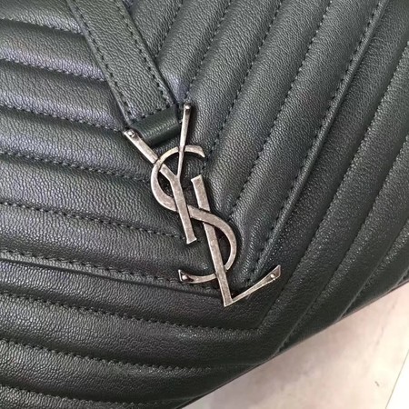 YSL Classic Monogramme Green Leather Flap Bag Y392737 Silver YSL Classic Monogramme Green Leather Flap Bag Y392737 Silver