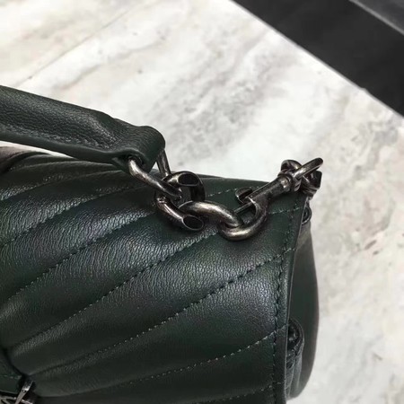 YSL Classic Monogramme Green Leather Flap Bag Y392737 Silver YSL Classic Monogramme Green Leather Flap Bag Y392737 Silver
