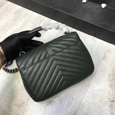 YSL Classic Monogramme Green Leather Flap Bag Y392737 Silver YSL Classic Monogramme Green Leather Flap Bag Y392737 Silver