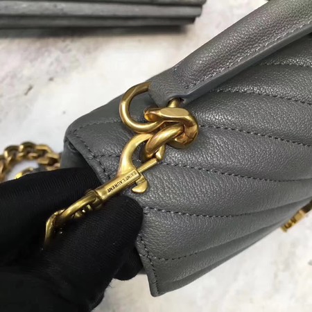 YSL Classic Monogramme Grey Leather Flap Bag Y392737 Gold YSL Classic Monogramme Grey Leather Flap Bag Y392737 Gold