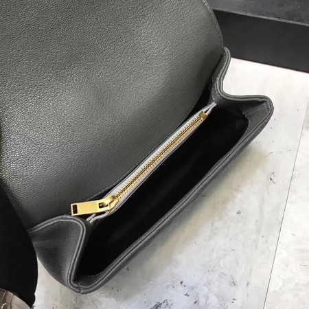 YSL Classic Monogramme Grey Leather Flap Bag Y392737 Gold YSL Classic Monogramme Grey Leather Flap Bag Y392737 Gold