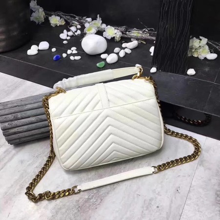 YSL Classic Monogramme White Leather Flap Bag Y392737 Gold