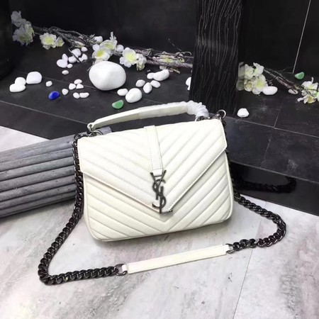 YSL Classic Monogramme White Leather Flap Bag Y392737 Silver YSL Classic Monogramme White Leather Flap Bag Y392737 Silver