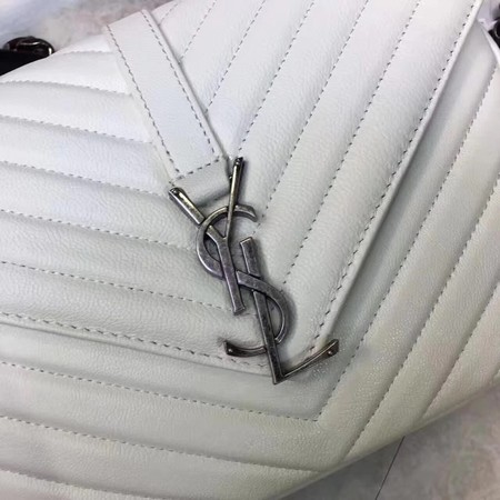 YSL Classic Monogramme White Leather Flap Bag Y392737 Silver YSL Classic Monogramme White Leather Flap Bag Y392737 Silver