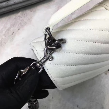 YSL Classic Monogramme White Leather Flap Bag Y392737 Silver YSL Classic Monogramme White Leather Flap Bag Y392737 Silver