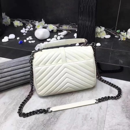 YSL Classic Monogramme White Leather Flap Bag Y392737 Silver YSL Classic Monogramme White Leather Flap Bag Y392737 Silver