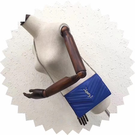YSL WOC Classic Monogramme Flap Bag Cannage Pattern Y1003 Blue YSL WOC Classic Monogramme Flap Bag Cannage Pattern Y1003 Blue