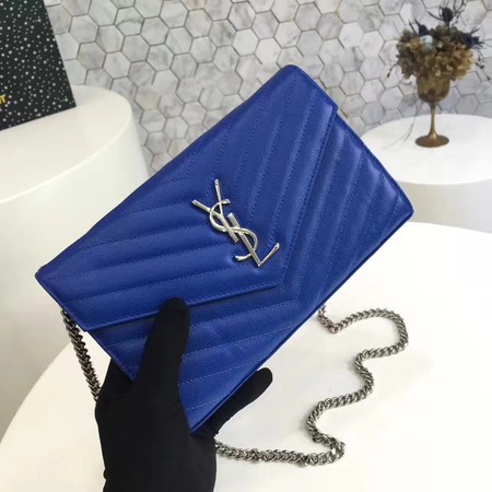 YSL WOC Classic Monogramme Flap Bag Cannage Pattern Y1003 Blue YSL WOC Classic Monogramme Flap Bag Cannage Pattern Y1003 Blue